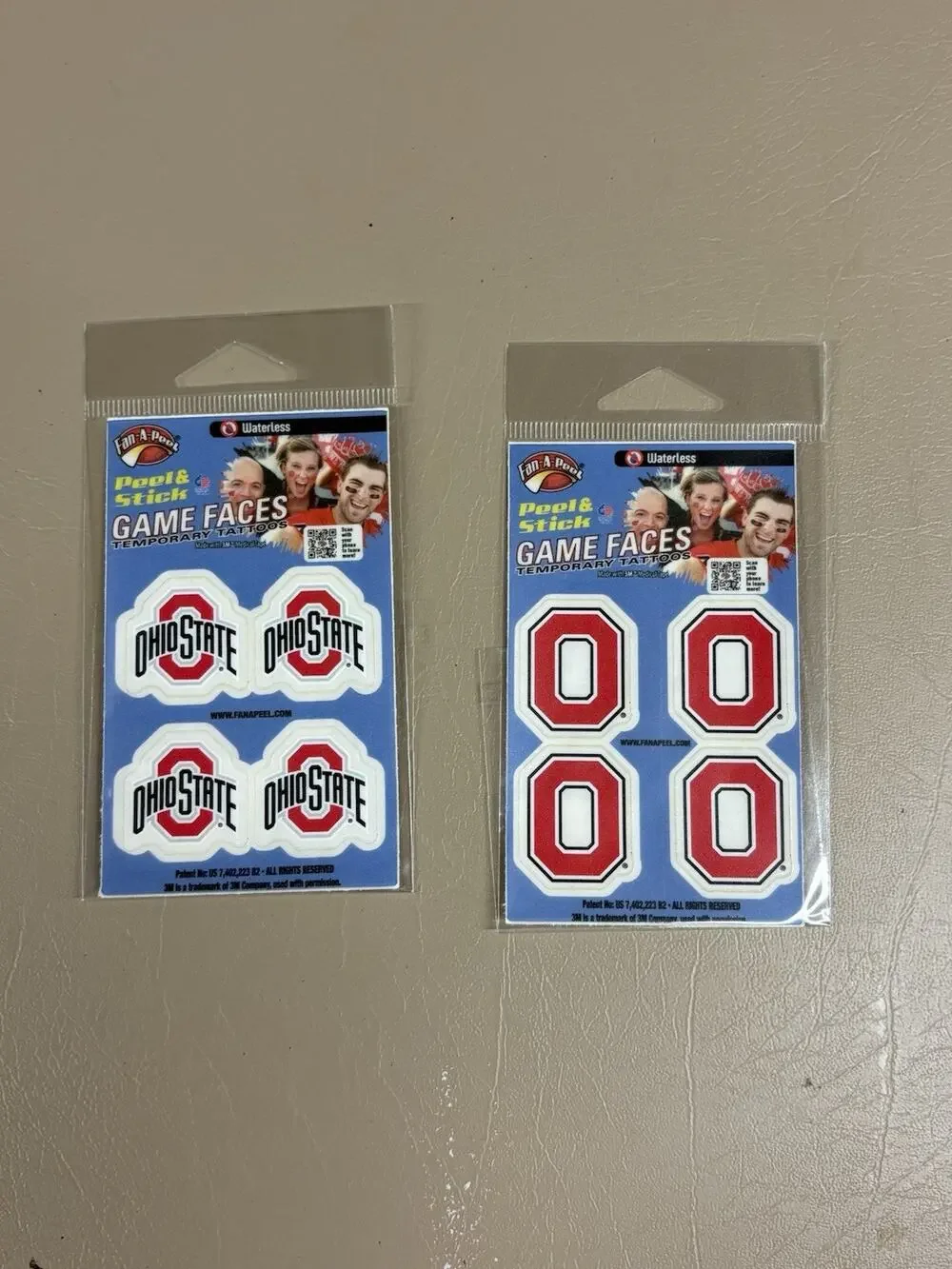 Ohio State Buckeyes Athletic Face Tattoos - Lot Of 2 Each Contains 4 8 Total
